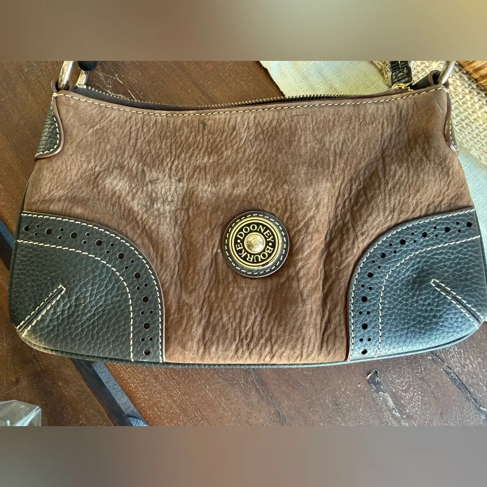 Vintage Dooney & Bourke Brown Suede & Pebble Leather Shoulder Bag USA - Picture 2 of 10